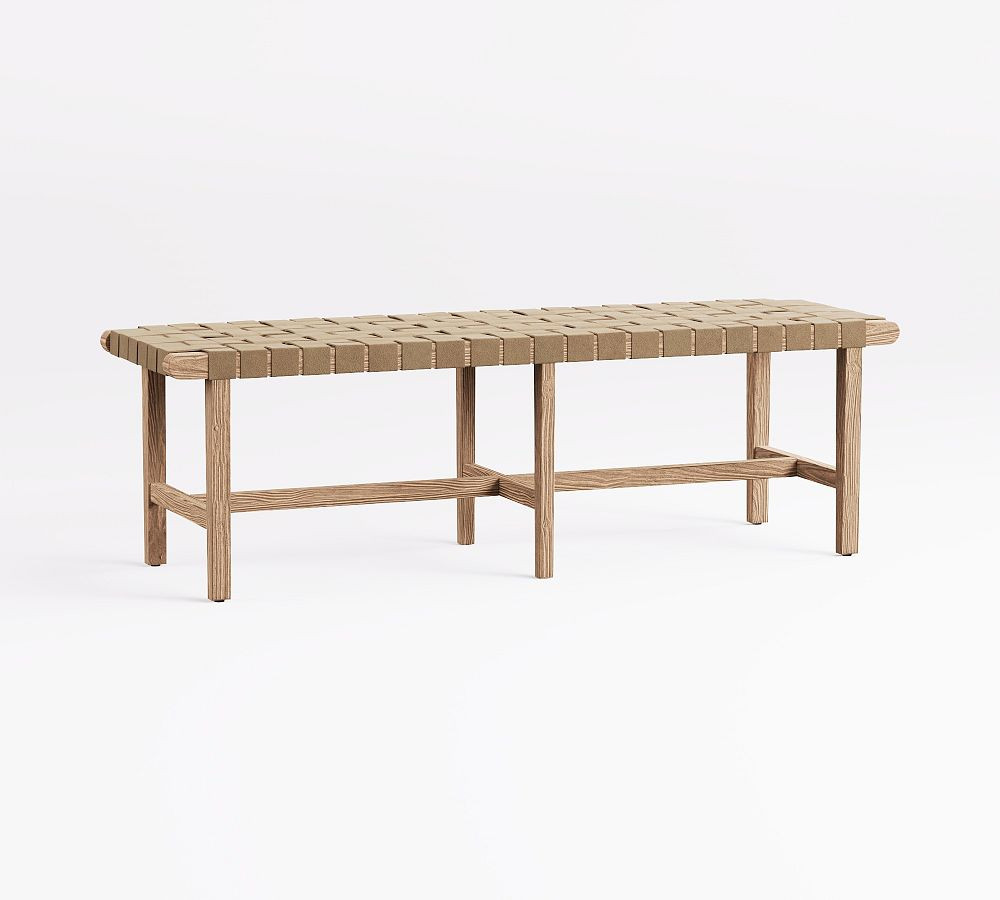 Fenton Woven Leather Bench (54.5") | Pottery Barn (US)
