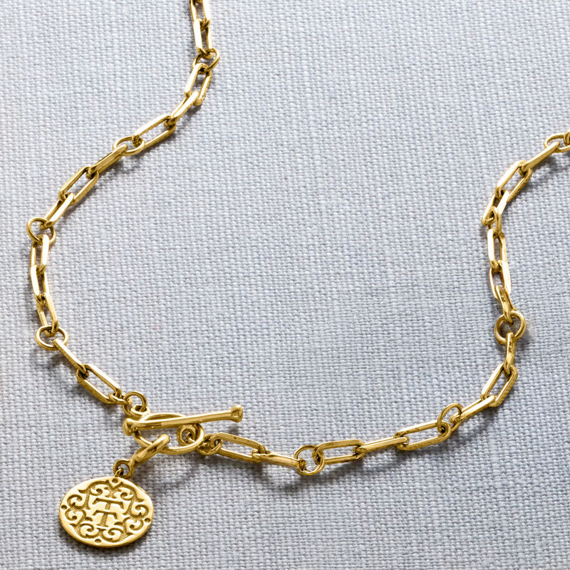 18kt Gold Over Sterling Paper Clip Link Toggle Necklace with Removable "T and T Twin Talk&qu... | Ross-Simons