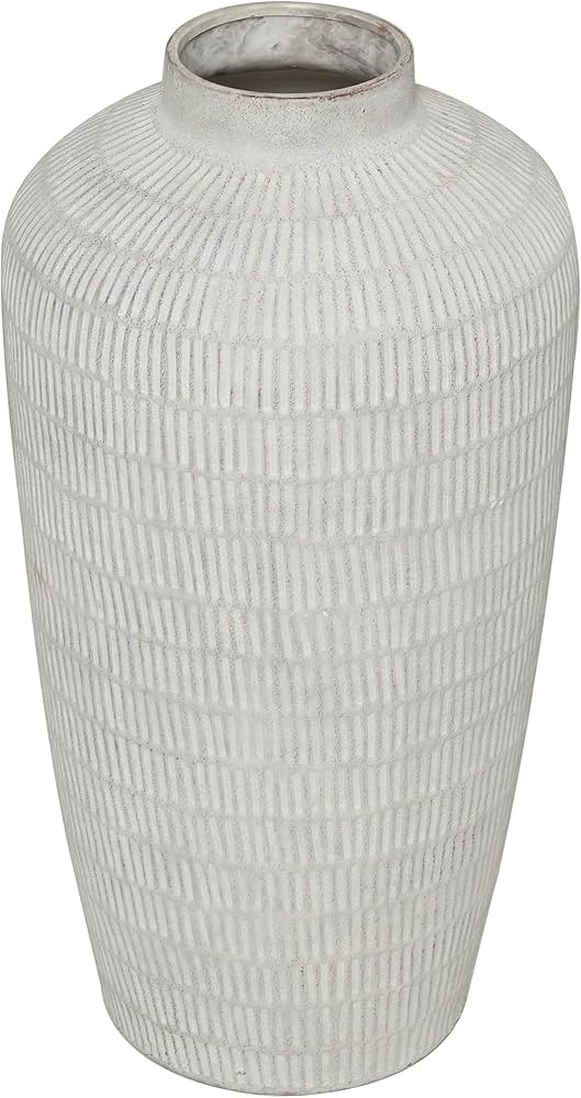 Deco 79 Ceramic Decorative Vase Textured Centerpiece Vase with Linear Pattern, Flower Vase for Ho... | Amazon (US)