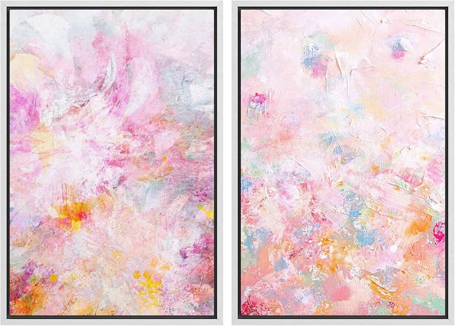 SIGNLEADER Framed Canvas Print Wall Art Set Rainbow Swirl Mystical Flower Garden Abstract Shapes ... | Amazon (US)