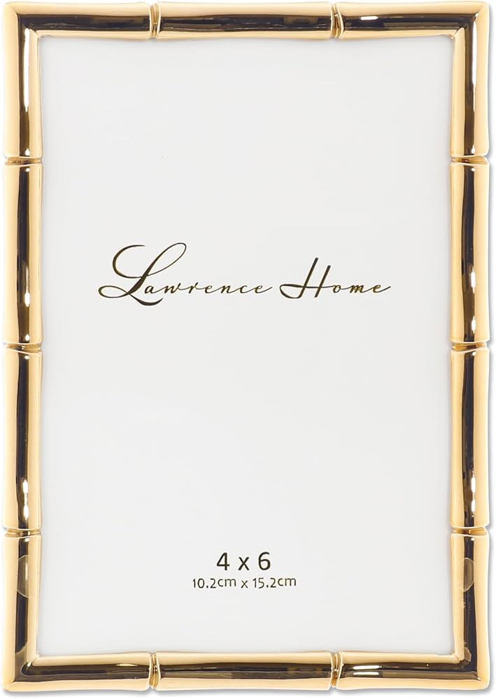 Amazon.com - Lawrence 712246 4-Inch W x 6-Inch H Gold Metal Picture Frame with Bamboo Design | Amazon (US)