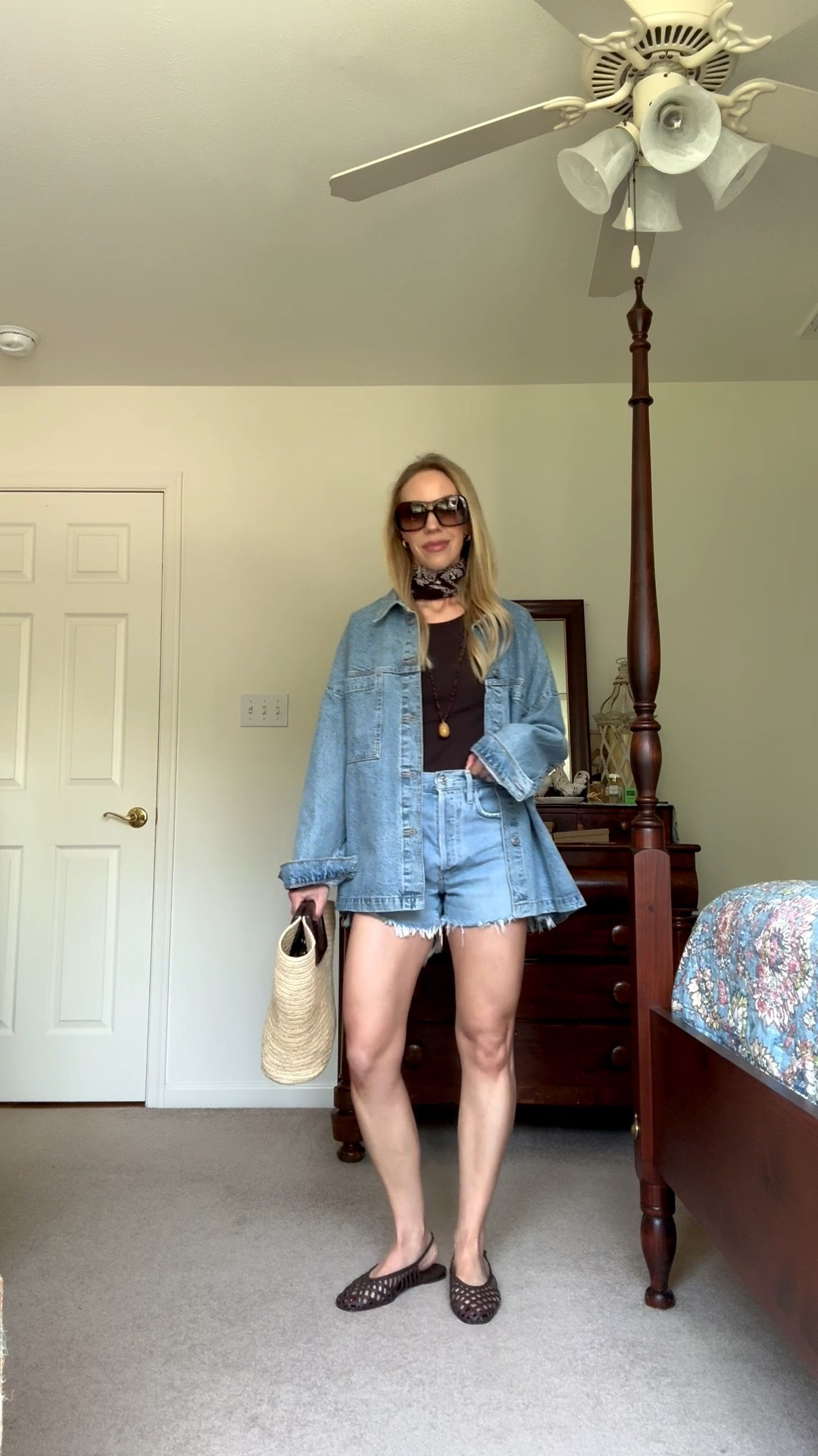 Transitional dressing, denim on denim, oversized denim shirt, summer to fall outfits

#LTKSeasonal #LTKOver40 #LTKSaleAlert