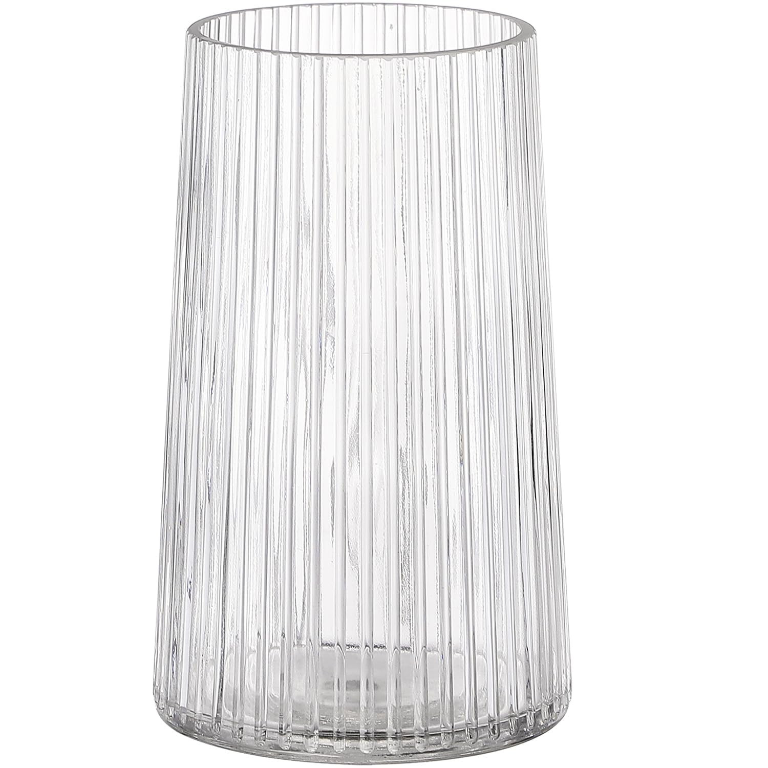 Clear Glass Vase for Flower, Glass Flower Vase, Flower Vase for Bouquet, Modern Glass Vase, Ribbe... | Amazon (US)