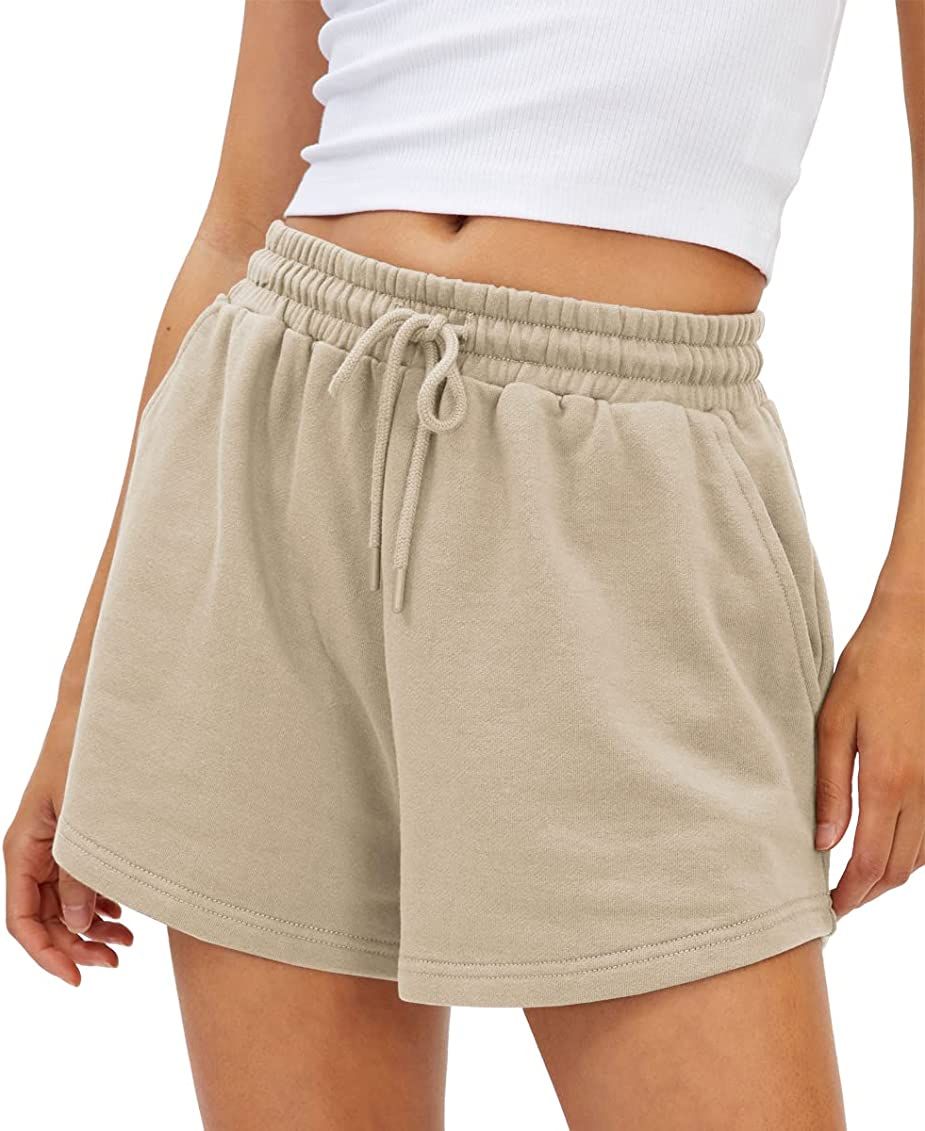 AUTOMET Womens Sweat Shorts Casual Summer Athletic Shorts Elastic Comfy Running Shorts High Waist Po | Amazon (US)