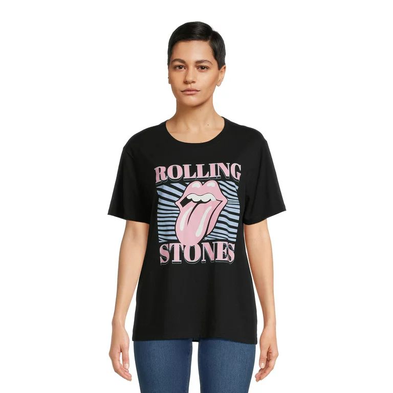 Time And Tru Women's Rolling Stones Graphic Band T-Shirt - Walmart.com | Walmart (US)