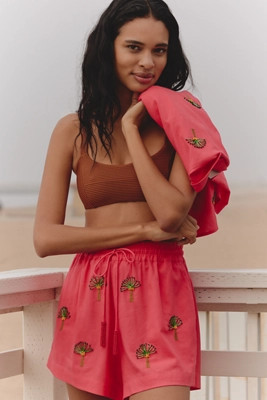 Farm Rio x Anthropologie Deco Palm Tree Drawstring Shorts | Anthropologie (US)