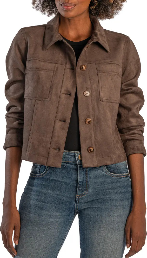 KUT from the Kloth Matilda Crop Faux Suede Trucker Jacket | Nordstrom | Nordstrom
