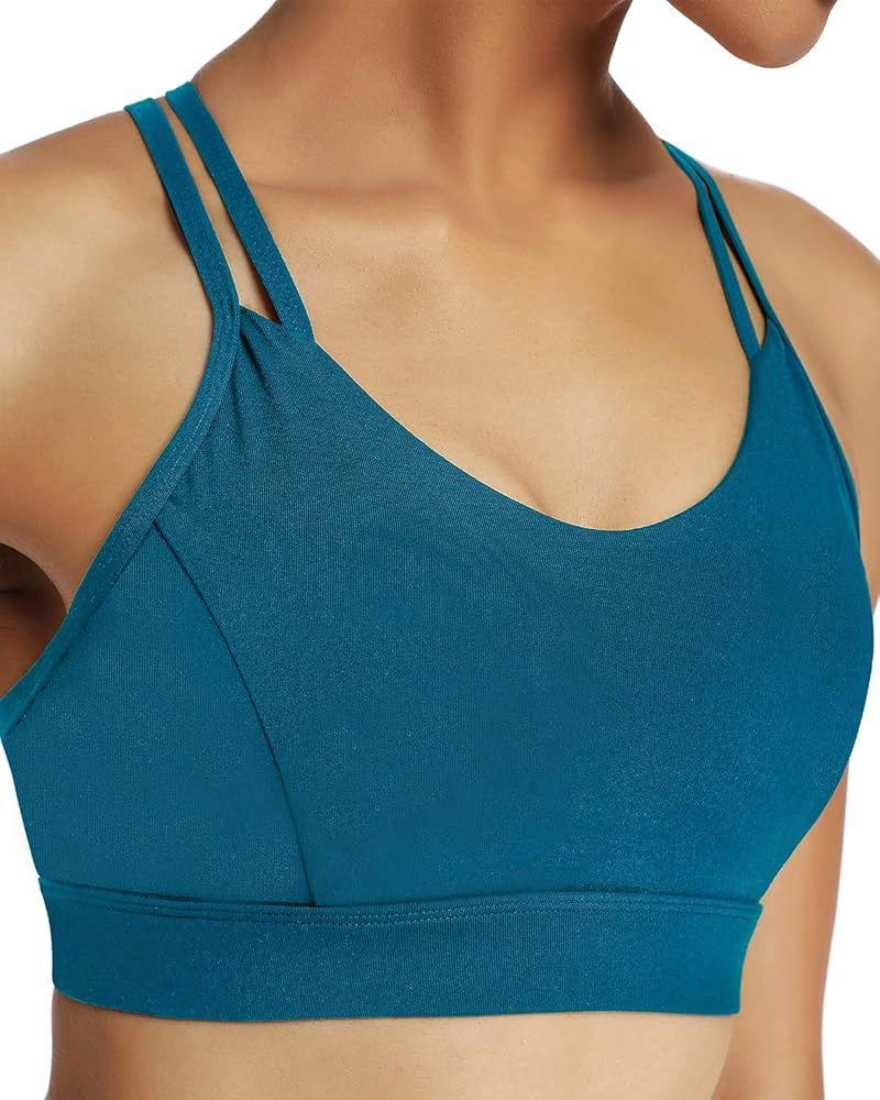 RUNNING GIRL Strappy Sports Bra for Women Sexy Crisscross Back Light Support Yoga Bra with Removable | Amazon (US)