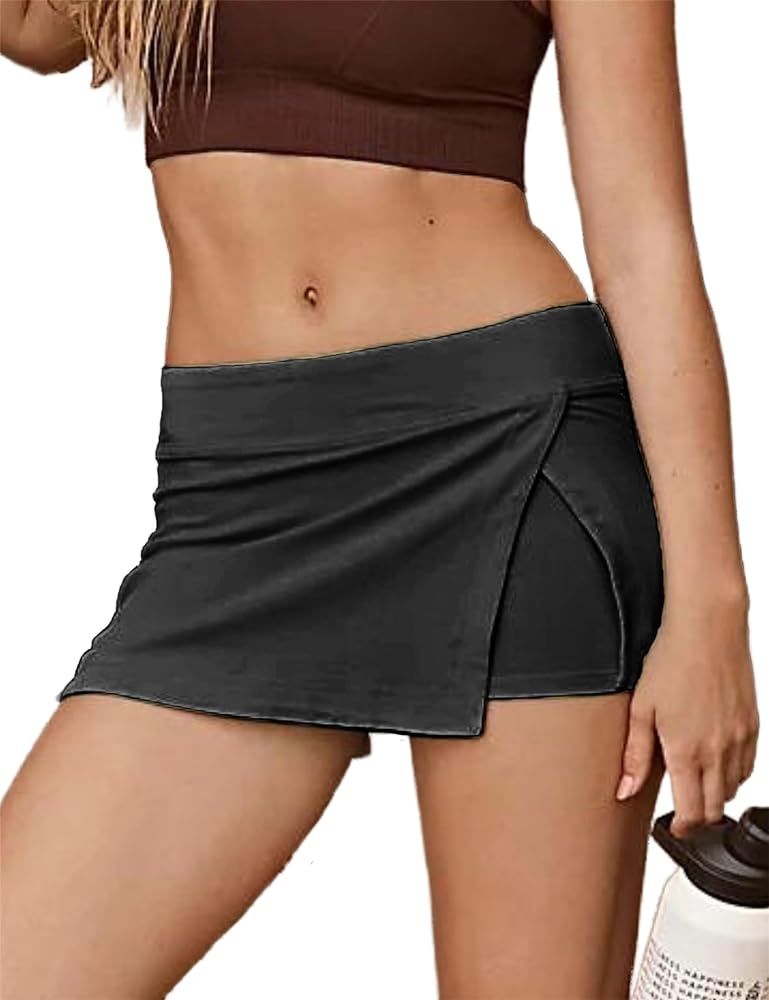 Lianlive Mini Skirts for Women High Waist Split Hem Casual Fitted Athletic Bodycon Skort Skirts w... | Amazon (US)