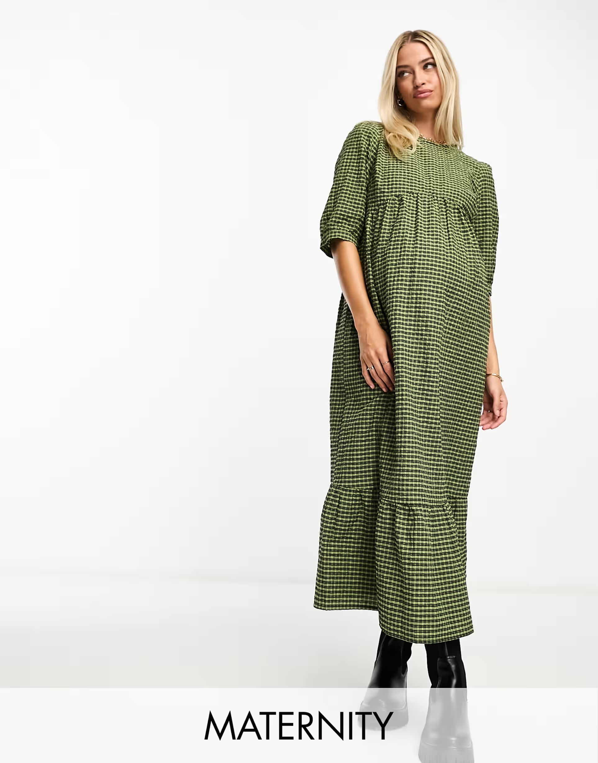 Nobody's Child Maternity Rachel midi dress in khaki | ASOS (Global)