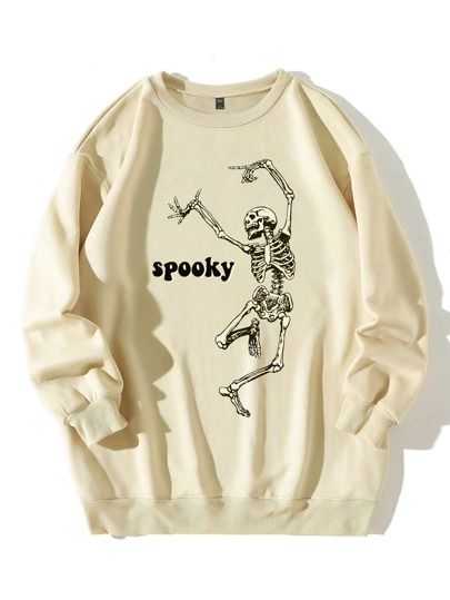 Plus Skeleton And Letter Graphic Sweatshirt | SHEIN