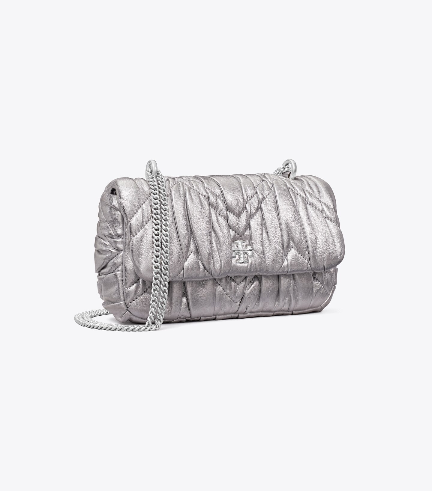 MINI KIRA METALLIC DIAMOND RUCHED FLAP BAG | Tory Burch (US)