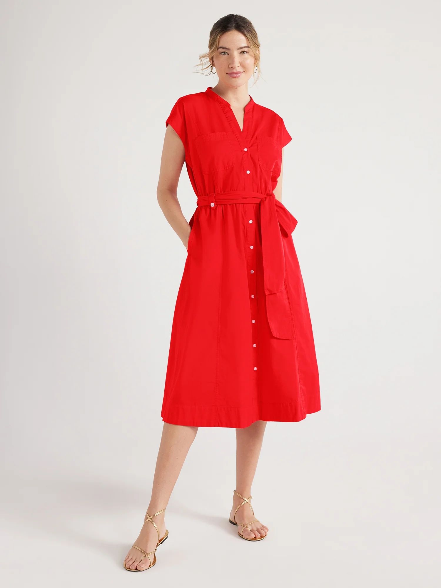 Free Assembly Women’s Belted Utility Dress with Short Sleeves, Sizes XS-XXL | Walmart (US)