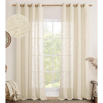 LISM Beige Linen Curtains 84 Inch Length 2 Panels,Light Filtering Boho Semi Sheer Drapes,52 X 84 Inch | Target