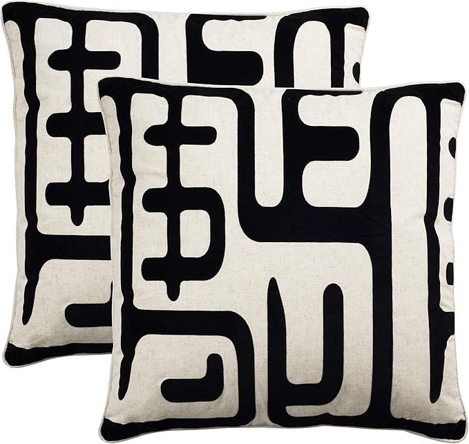 Safavieh Pillows Collection Maize Decorative Pillow, 22-Inch, Black, Set of 2 | Amazon (US)