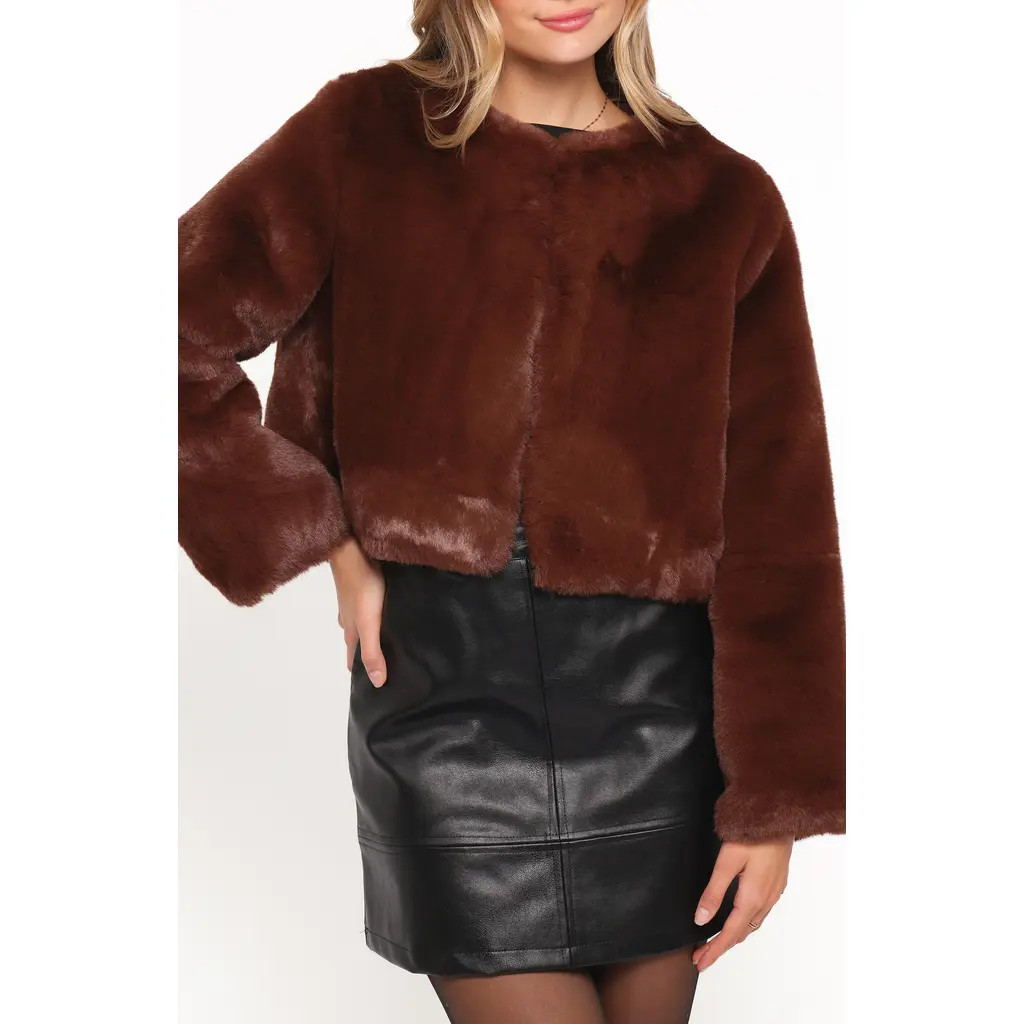 Petal & Pup Minnie Faux Fur Jacket in Chocolate at Nordstrom, Size 10 | Nordstrom