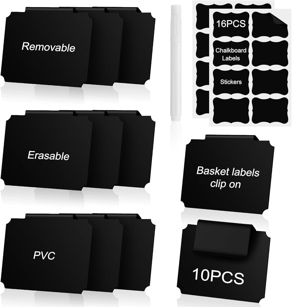 27 PCS Basket Labels Clip On Set, Storage Bin Labels for Storage Bin, Basket Tags, Basket Bin Cli... | Amazon (US)