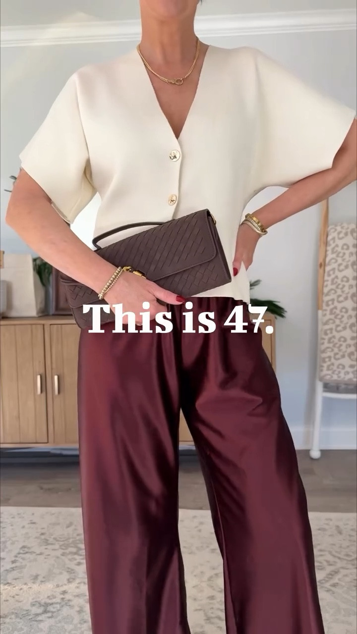 This is 47🎉



Timeless style, style at middle age, holiday outfit, thanksgiving outfit, satin pants outfit, trending color burgundy, style over 40, head to toe Amazon outfit, affordable style guide

#LTKCyberWeek #LTKHoliday #LTKOver40