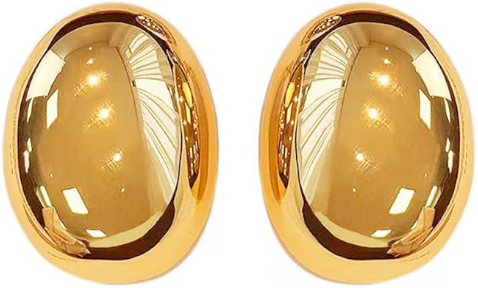 Gold Silver Ellipse Teardrop Stud Earrings Chunky Smooth Surface Egg Shape Hypoallergenic Earring... | Amazon (US)