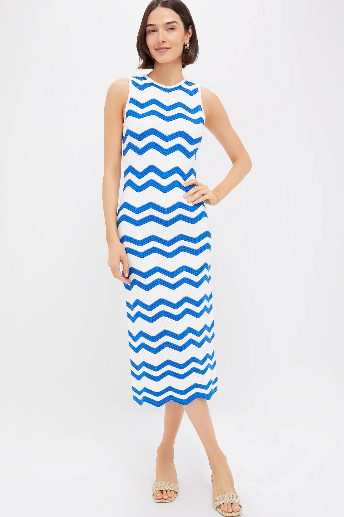 Blue & White Zig-Zag Stripe Mykonos Knit Maxi Dress | Tuckernuck (US)