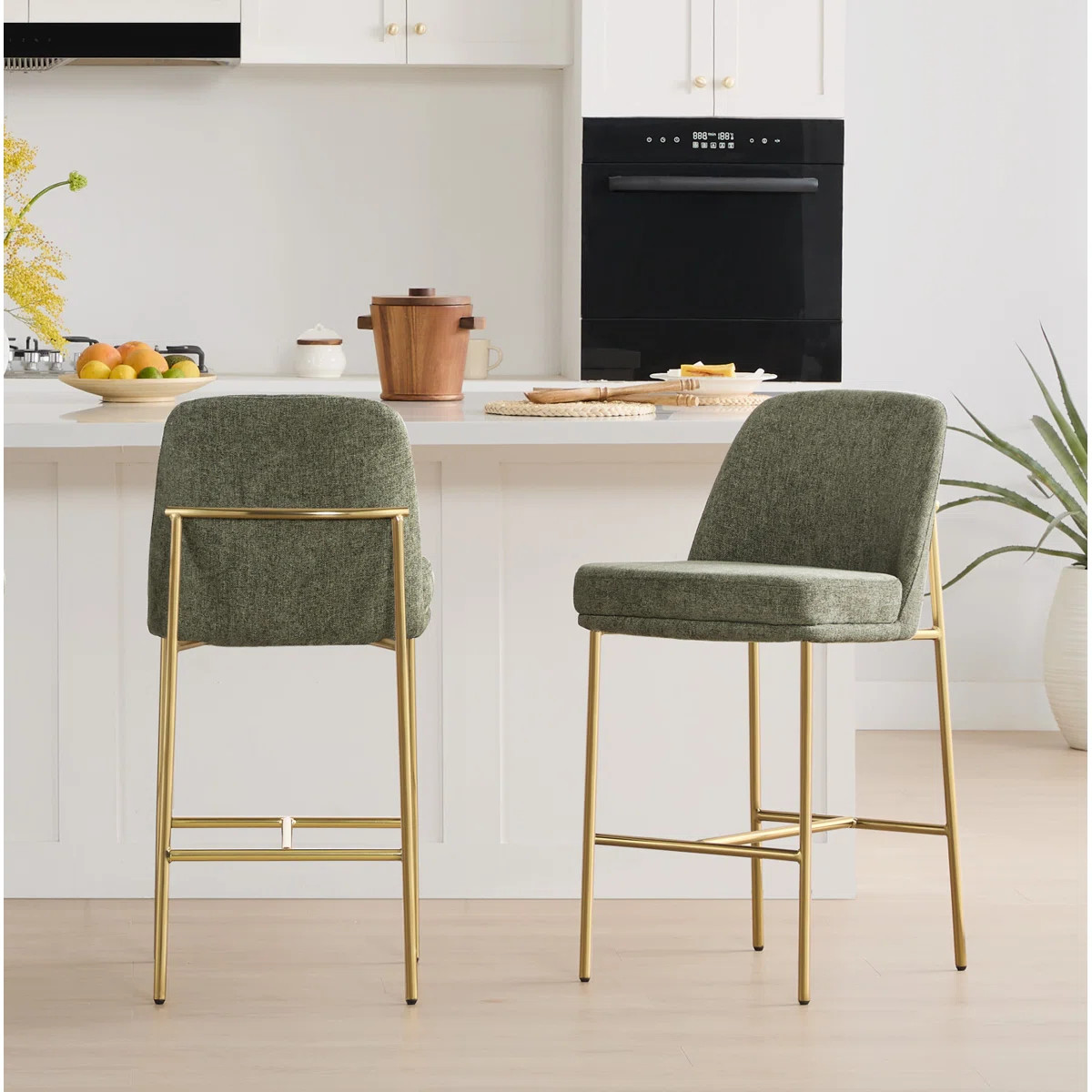 Angelick Upholstered Counter Stool with Metal Frame (Set of 2) | Wayfair North America