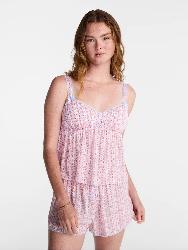 No Boundaries Woven Cami Top and Shorts Sleep Set, 2-Piece, Women's XS-XXL | Walmart (US)