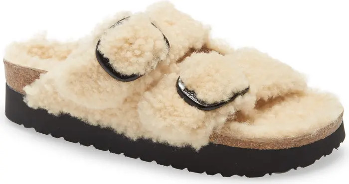 Papillio by Birkenstock Arizona Big Buckle Genuine Shearling Slide Sandal | Nordstrom