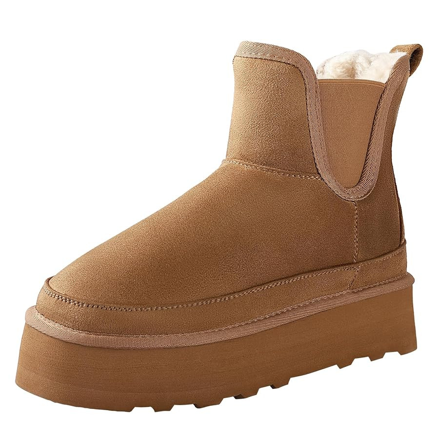 Ankis Platform Mini Boots Women, Classic Ultra Mini Ankle Chelsea Boots for Women Winter Warm Thi... | Amazon (US)