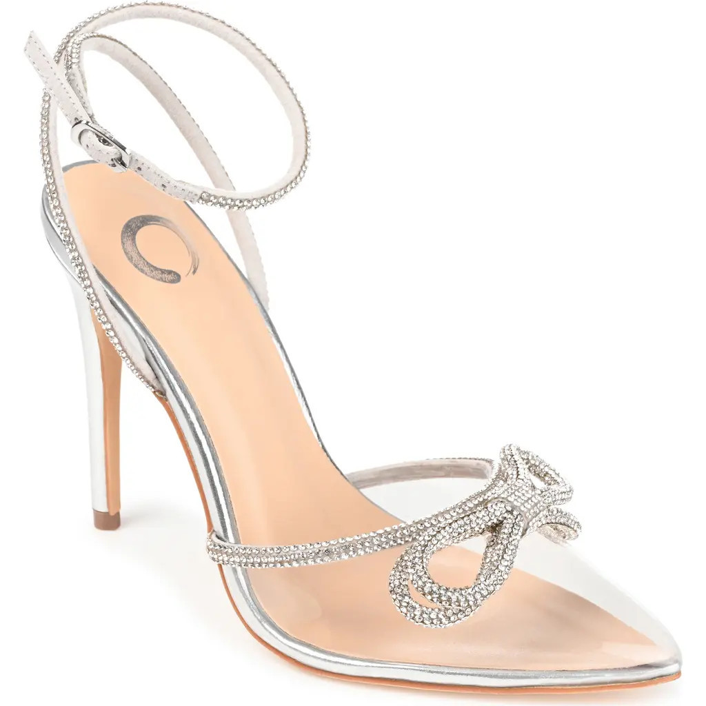 Journee Collection Gracia Crystal Bow Stiletto Pump in Clear at Nordstrom Rack, Size 9 | Nordstrom Rack
