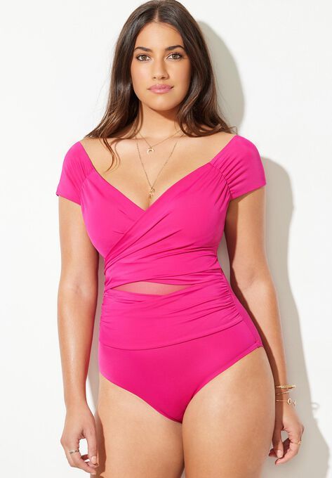 Cap Sleeve Cut Out One Piece Swimsuit | Swimsuitsforall.com