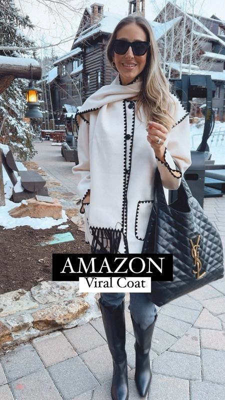 Amazon viral wool coat with a scarf. Chic and so beautiful! I am 5’9” wearing a size medium for a more oversized fit.
Paired with a good jeans and western boots . Great outfit for a winter dinner 

#LTKHoliday #LTKover40 #LTKtravel