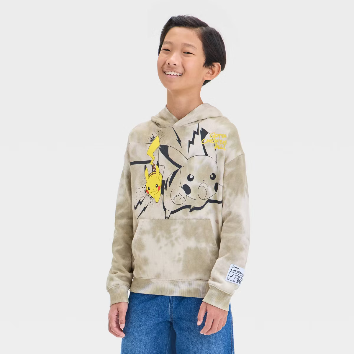 Boys' Pikachu Key Item Hooded Sweatshirt - Tan | Target