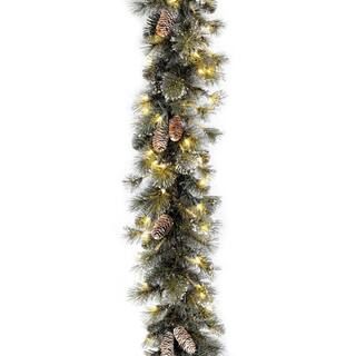 9' x 10" Pre-lit Glitter Artificial Christmas Pine Garland with Cones, Snowflakes and 100 Clear L... | Michaels Stores