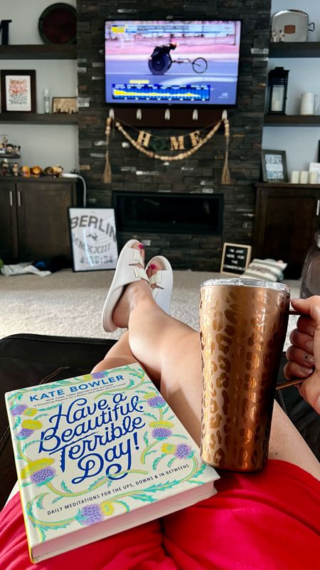 Starting Marathon Monday on my couch before heading out for a few easy miles! Best travel coffee mug is 20% off right now! And my slides are less than $30!

#LTKfindsunder50 #LTKsalealert #LTKover40