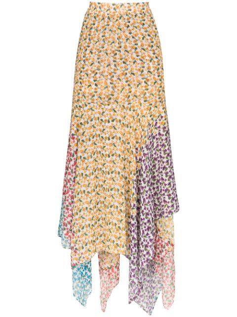 Elisa asymmetric floral-print skirt | Farfetch (US)