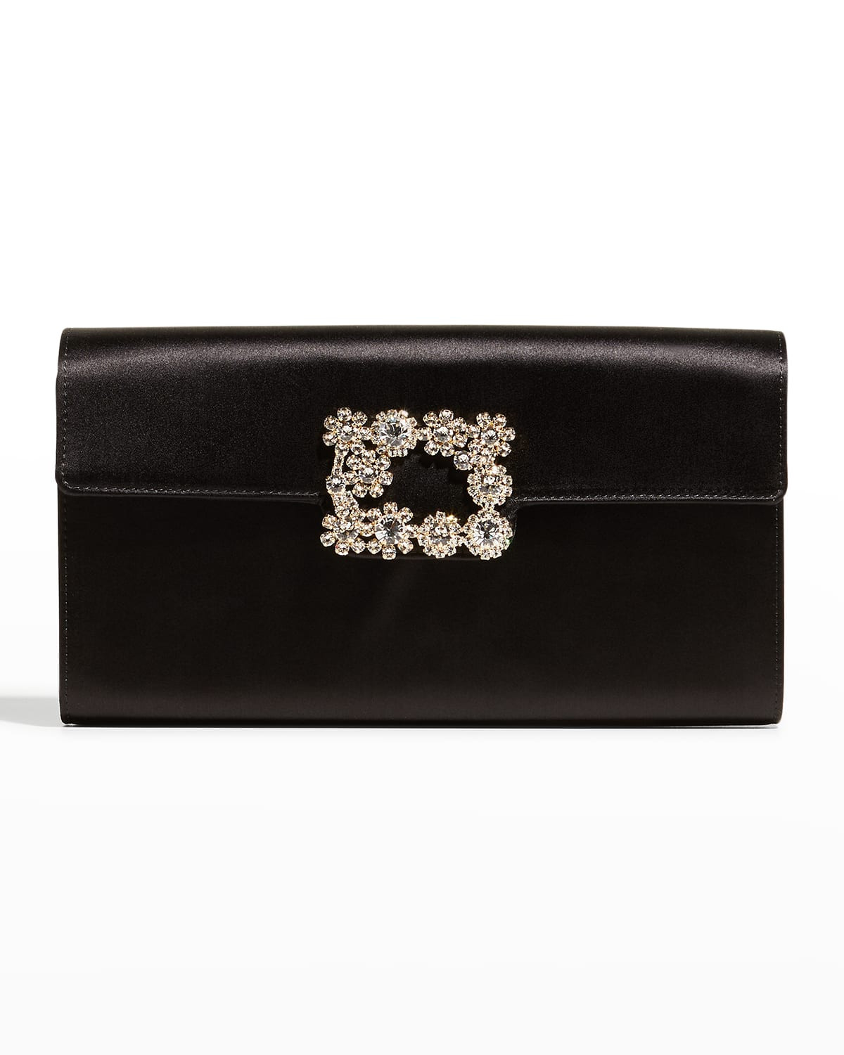 Crystal Buckle Satin Clutch Bag | Neiman Marcus