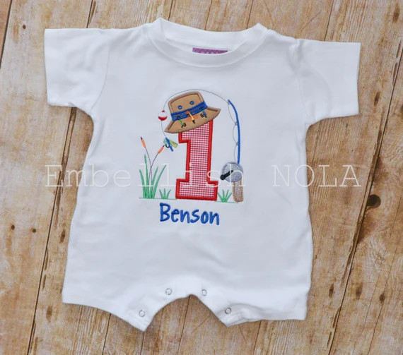 Fishing Theme Birthday Applique Romper First Birthday The | Etsy | Etsy (US)