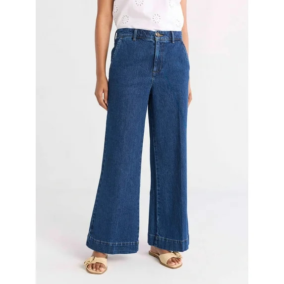Free Assembly's Women's Wide Leg Trouser Jeans, 28", 30", and 32" Inseams, Sizes 0-18 | Walmart (US)