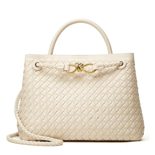 Woven Bag for Women Crossbody Handbag: Vegan Leather Small Tote Purse Trendy Shoulder Handbag Bow... | Amazon (US)