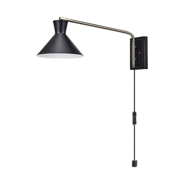 Waldwick Plug-in or Hardwire Wall Sconce (Includes LED Light Bulb) Black - Globe Electric | Target