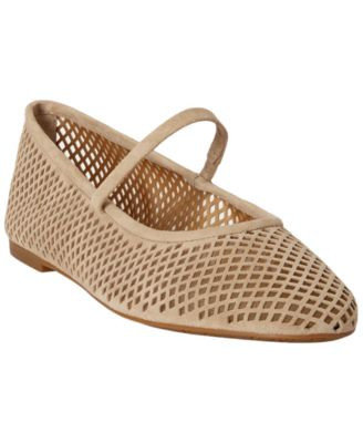 Lauren Ralph Lauren Women's Jayna Perforated Mary Jane Flats - Tan | Macy's
