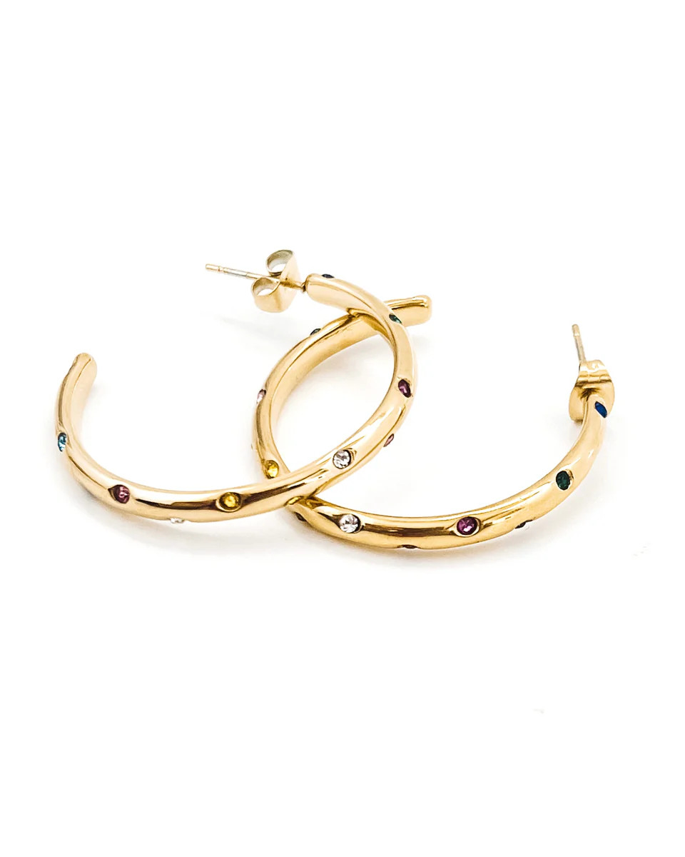 Elisha Diamond Crystal Gold Hoop Earrings - Beljoy Jewelry | BÉLJOY