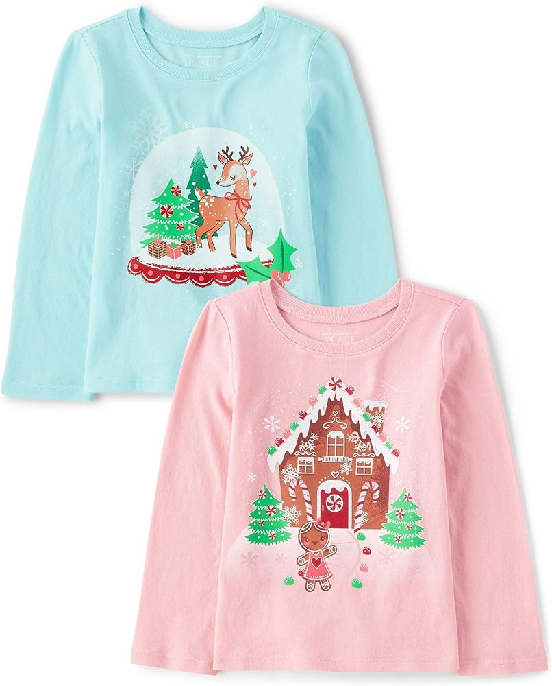 The Children's Place Baby and Toddler All Holidays,Birthdays Long Sleeve Graphic T-Shirts,2 Pack | Amazon (US)