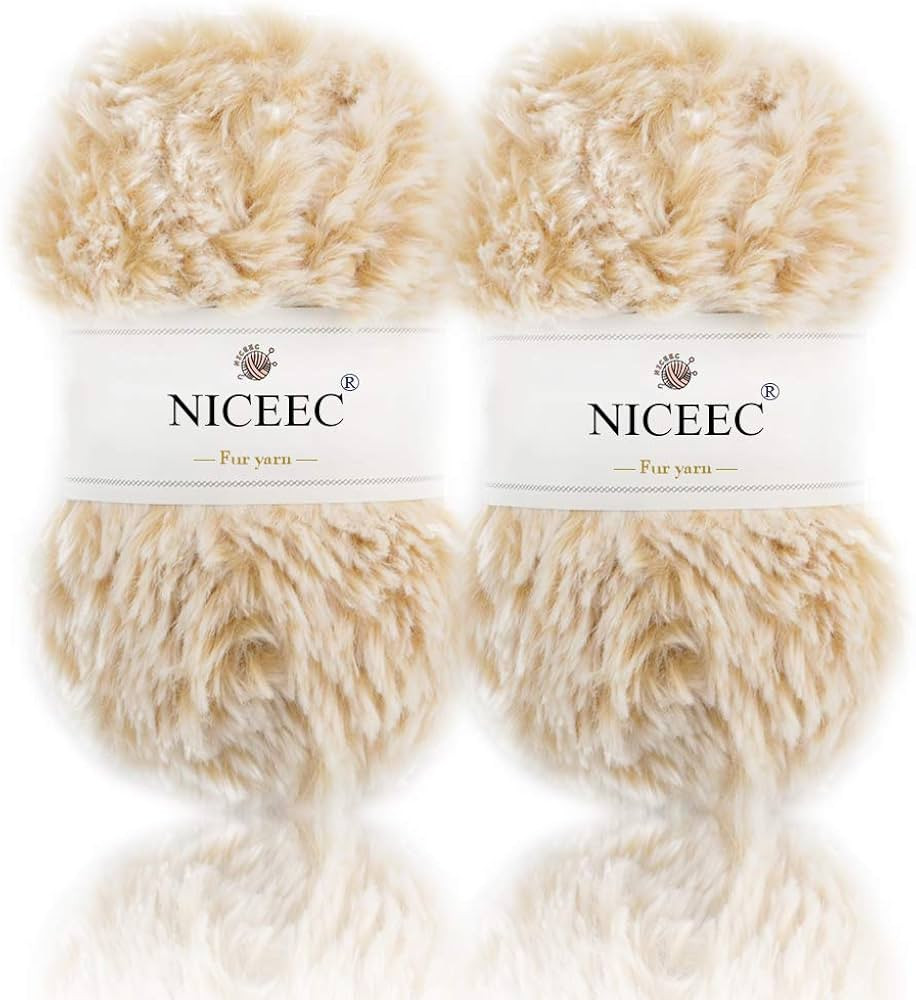 NICEEC 2 Skeins Super Soft Fur Yarn Chunky Fluffy Faux Fur Yarn Eyelash Yarn for Crochet Knit-Tot... | Amazon (US)