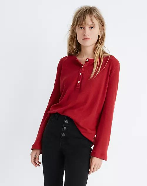 Garment-Dyed Thermal Henley Tee | Madewell