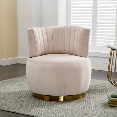 PAGED 360 Degree Swivel Accent Chair Round Armchairs with Wide Upholstered, Sofa Chairs for Living Room, Beige | Target