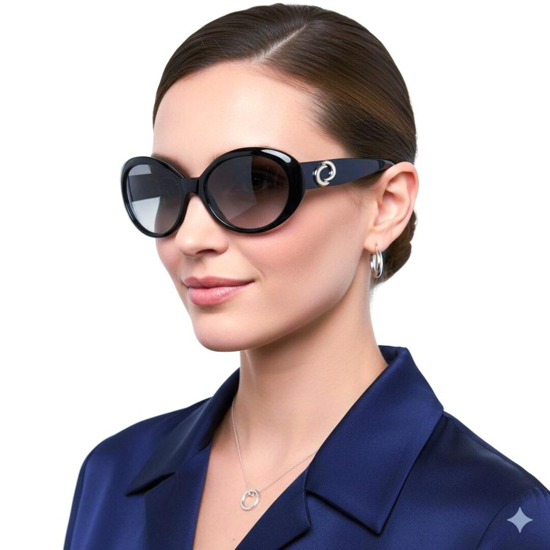 CHAGALL by Visibilia Oval Sunglasses Vintage Blue Silver Round Clout Goggle Frame Mirrored Lens -... | Etsy (US)