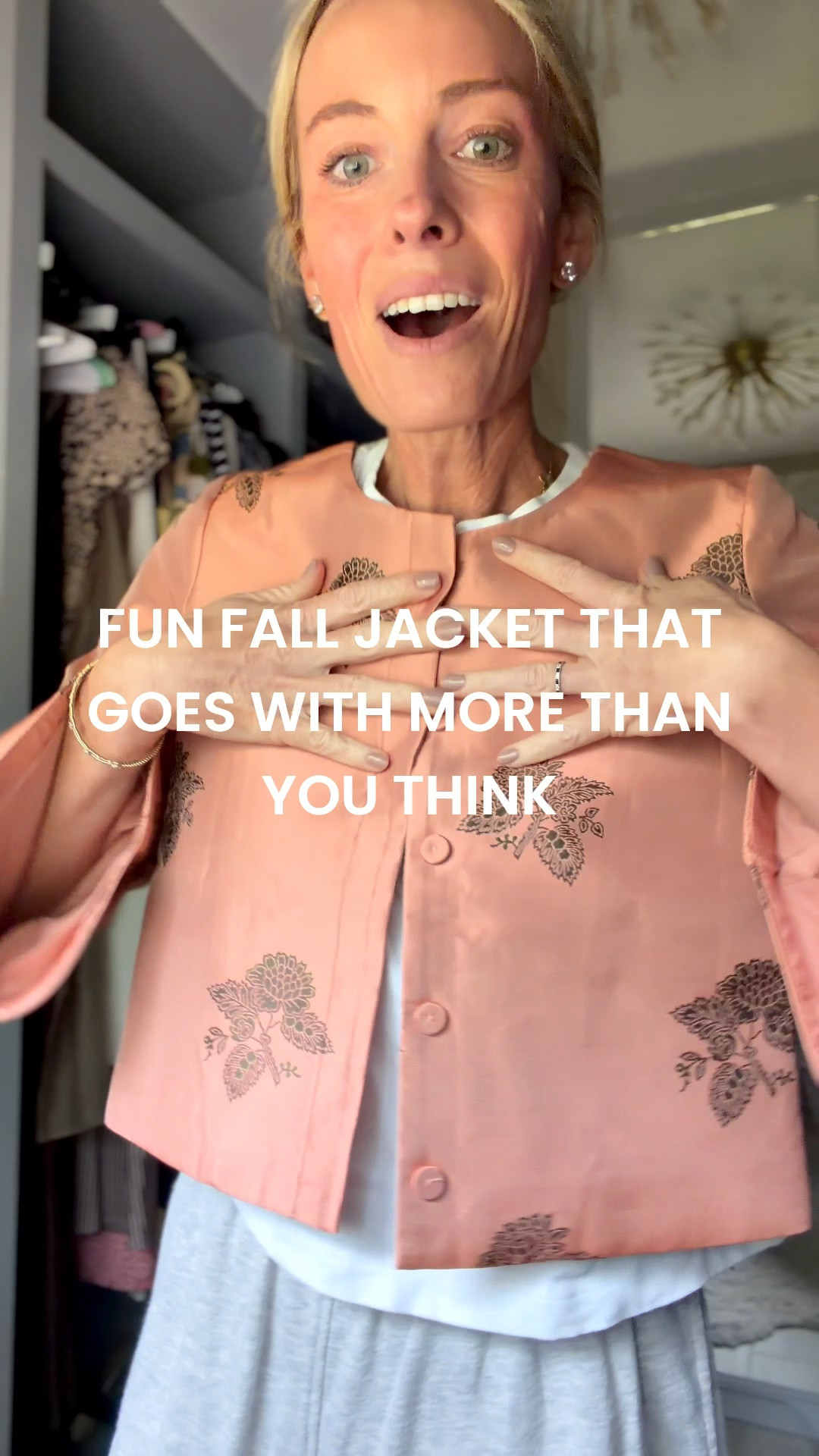 If you need a fun jacket to amp up your simple fall looks this one is
IT! Wearing size S.