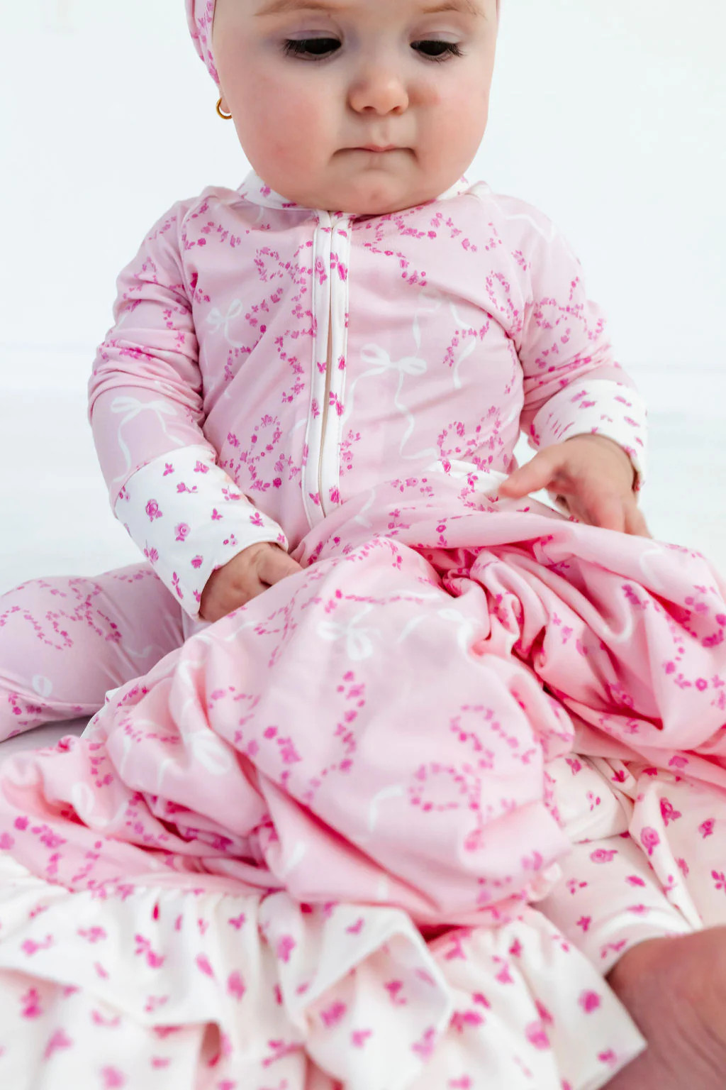 Cora Floral Bow Zipper Romper | In My Jammers