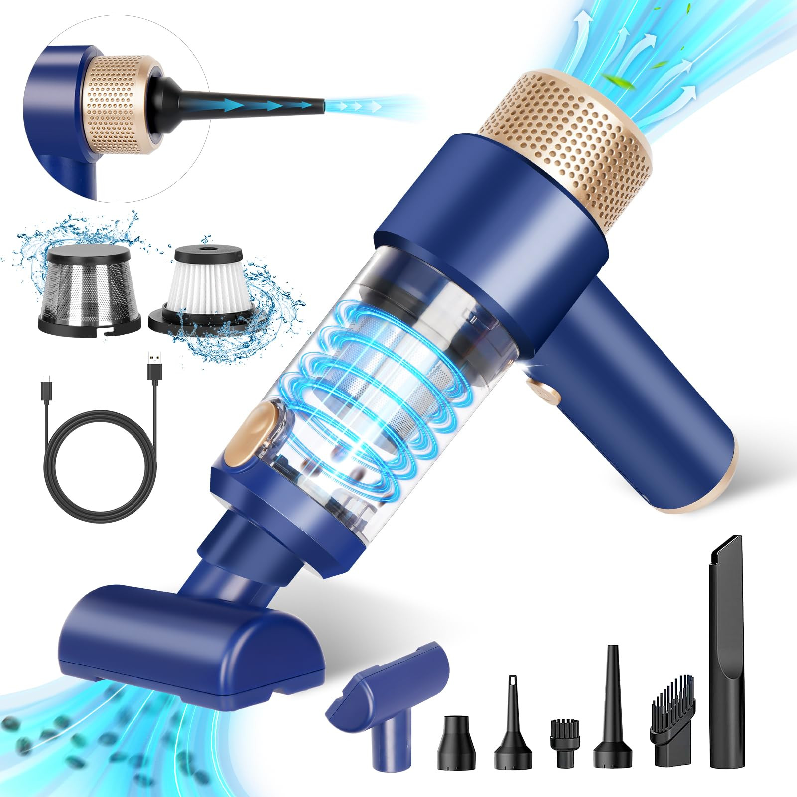 Car Vacuum Portable Cordless, 15000 Pa Vacuum Cleaner and Air Duster, Handheld Car Vacuum Cleaner... | Amazon (US)